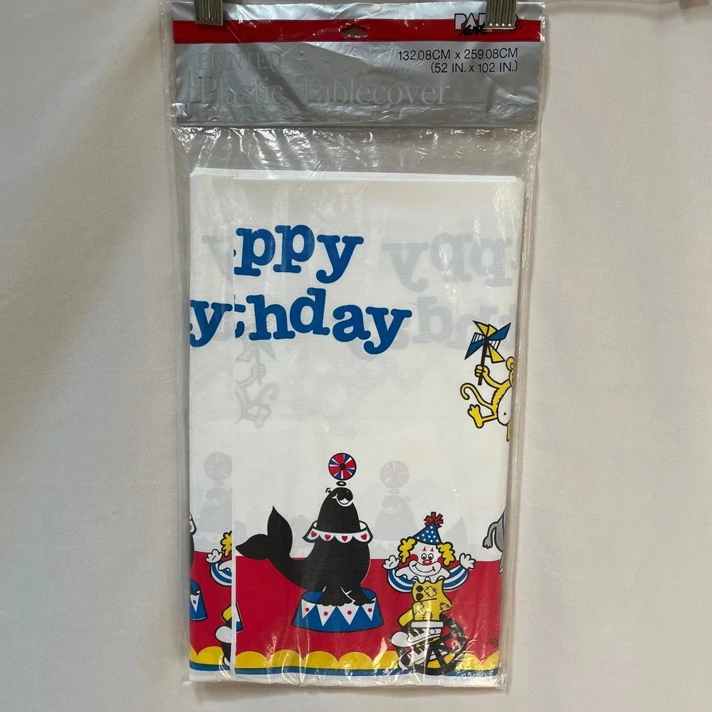 Vintage Circus Theme Birthday Plastic‎ Tablecloth Sealed